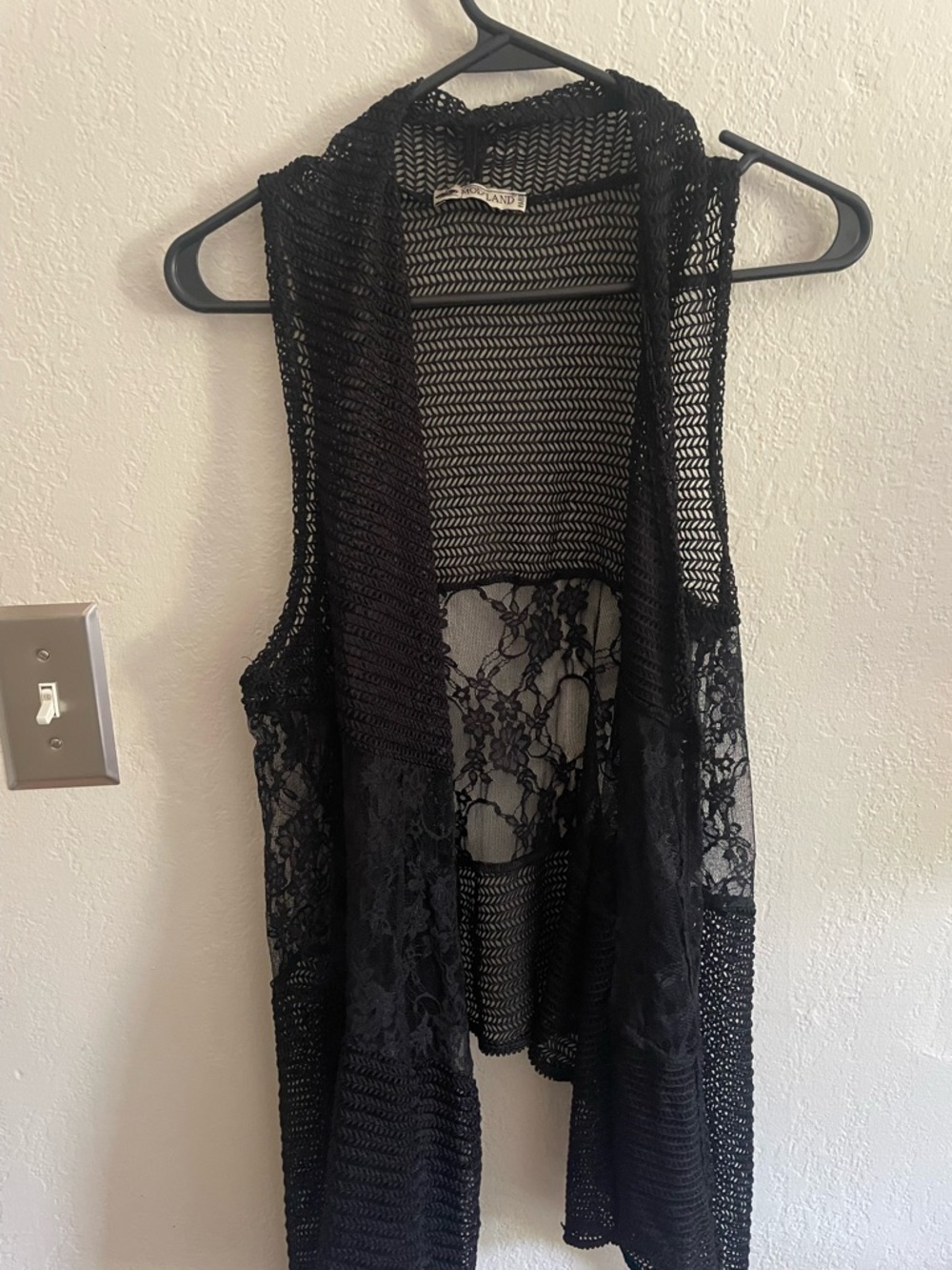 MOD'LAND Black Crochet Lace Open Vest